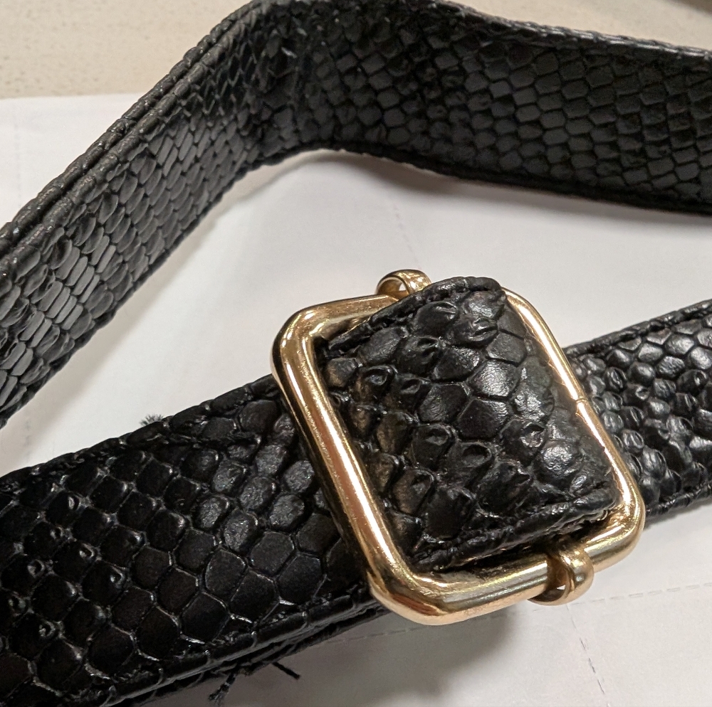 Black Snakeskin Replacement Strap with Gold Buckle‎
